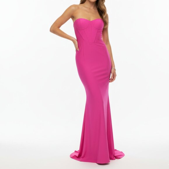 Faeriesty Hot Pink Corset Strapless Dress Size Medium Formal Evening Gala Prom - Picture 1 of 4